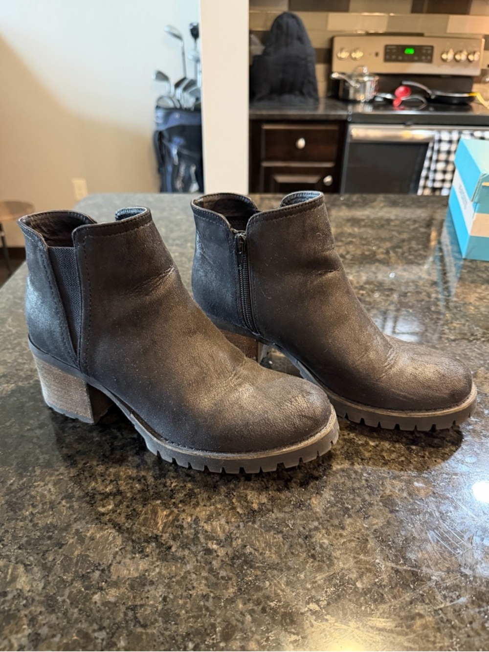 Carlos by Carlos Santana Black Suede Chunky Heel Ankle Booties